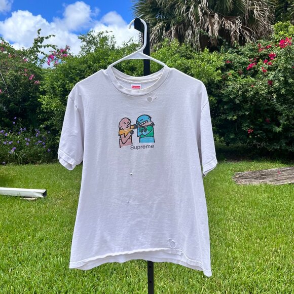 Supreme 2019 Bite Tee Thrashed White T Shirt Size M - Picture 1 of 7